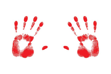 red silhouette of handprints