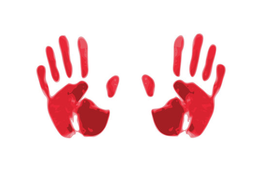 red silhouette of handprints. imitation of brush