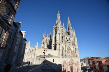 Fototapeta na wymiar Panoramiczny spektakularne i słynnej katedry w Burgos