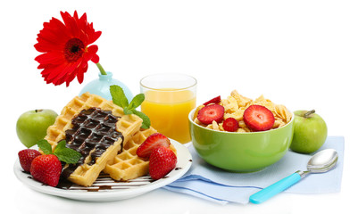 light breakfast isolated on white