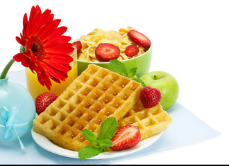 light breakfast isolated on white