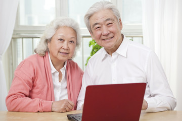 Fototapeta na wymiar .Portrait of senior couple using laptop.