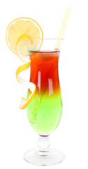 Glass of cocktail isolated on white