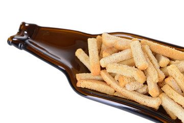 Crackers on plate isolated on white