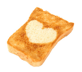 Fototapeta na wymiar Delicious toast with heart isolated on white