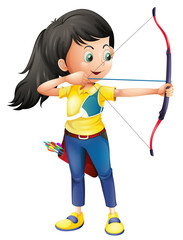 Obraz premium A young girl playing archery