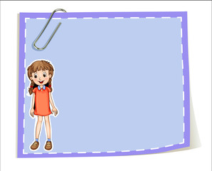 An empty paper template with a young girl smiling