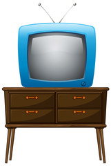 A television above the wooden table