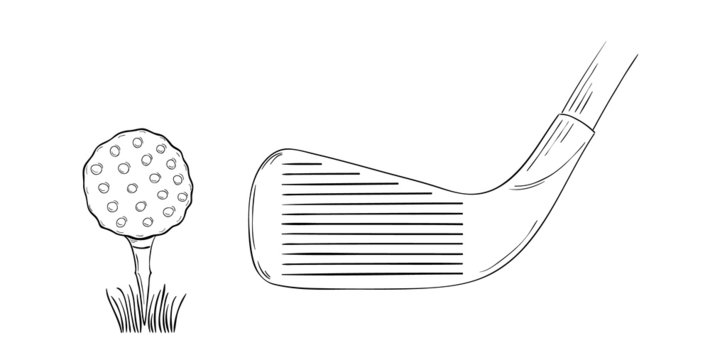 sketch of the golf ball and golf club