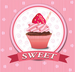 Strawberry cupcake pink frame