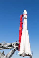 rocket Vostok against the blue sky