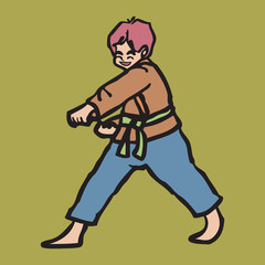 Martial art boy punching