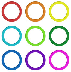 Nine colorful rings