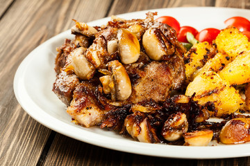 Fried pork chop with mushrooms