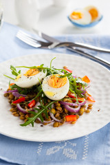 Salad with lentil and eggs