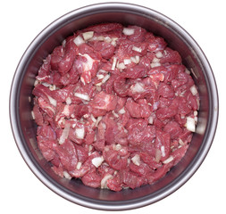 small cut meat with onions and spices