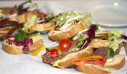 Sandwiches on white napkin