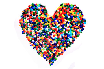 heart from color plastic caps