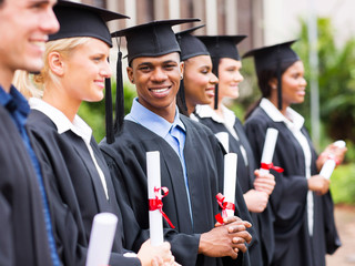 multiracial university students graduation