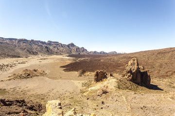 beautiful scenic view of the teide national park desert in tener