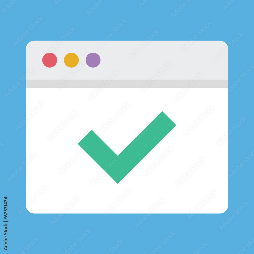 Poster vector browser and check mark icon