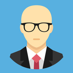 Vector Bald Man in Business Suit Icon