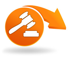symbole enchères sur bouton orange