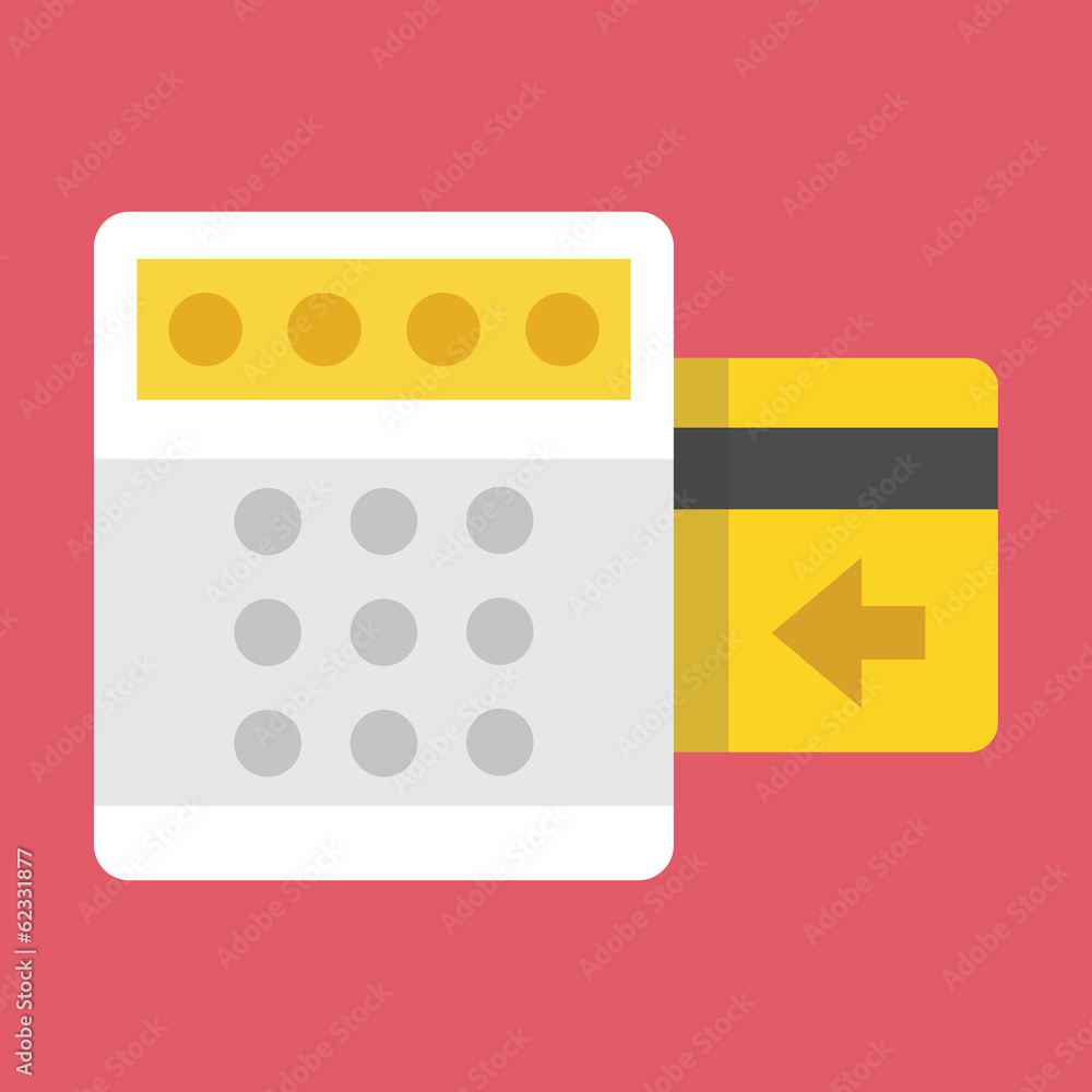 Poster vector insert card and enter pin code icon