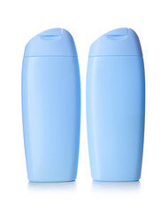 Two blue cosmetics bottle