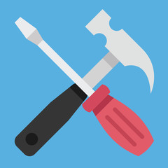 Vector Hammer and Screwdriver Icon
