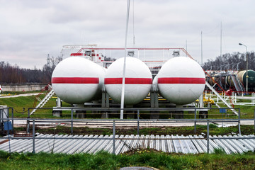 Big oil tanks in a refinery