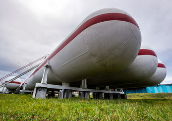 Big oil tanks in a refinery