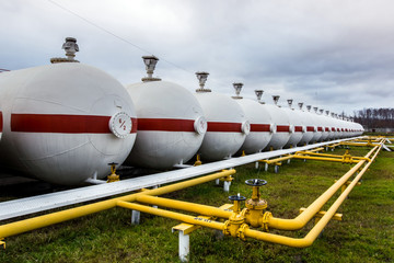 Big oil tanks in a refinery