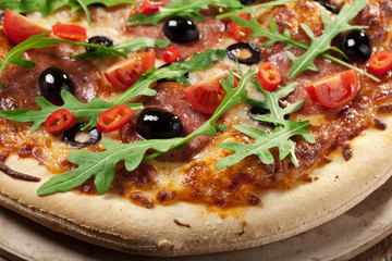 Pizza peperoni on plate