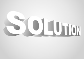 The word solution over white background