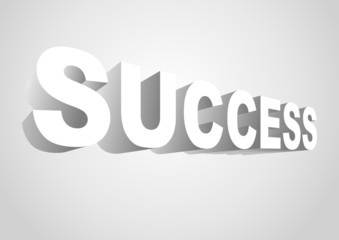 The word success over white background