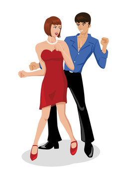 Illustration of a couples are dancing