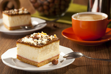 cheesecake with nuts on plate
