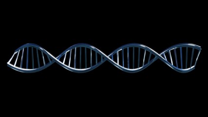 turquoise blue DNA molecular string moving black background