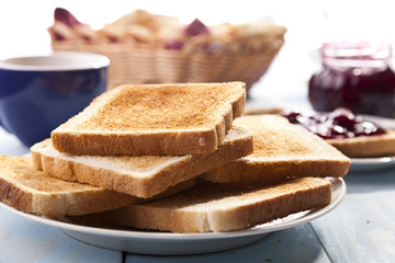 Breakfast with bread toast