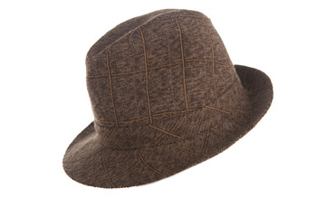 A stylish brown  bowler hat