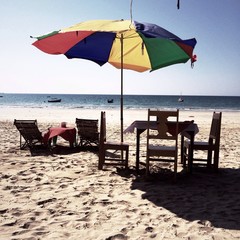table at a local restaurant on Ngapali beach in Myanmar