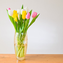 Spring tulips in a vase