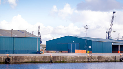 Horizontal color image of docks in Edinburgh