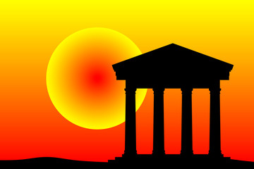 Ancient temple at the sunset