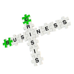 Business crisis 3d puzzle on white background
