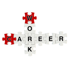 Work career 3d puzzle on white background