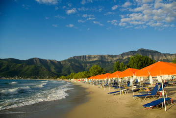 Golden beach, Thassos Island, Greece.