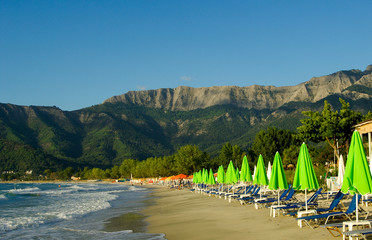 Golden beach, Thassos Island, Greece.