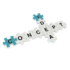 Concept idea 3d puzzle on white background
